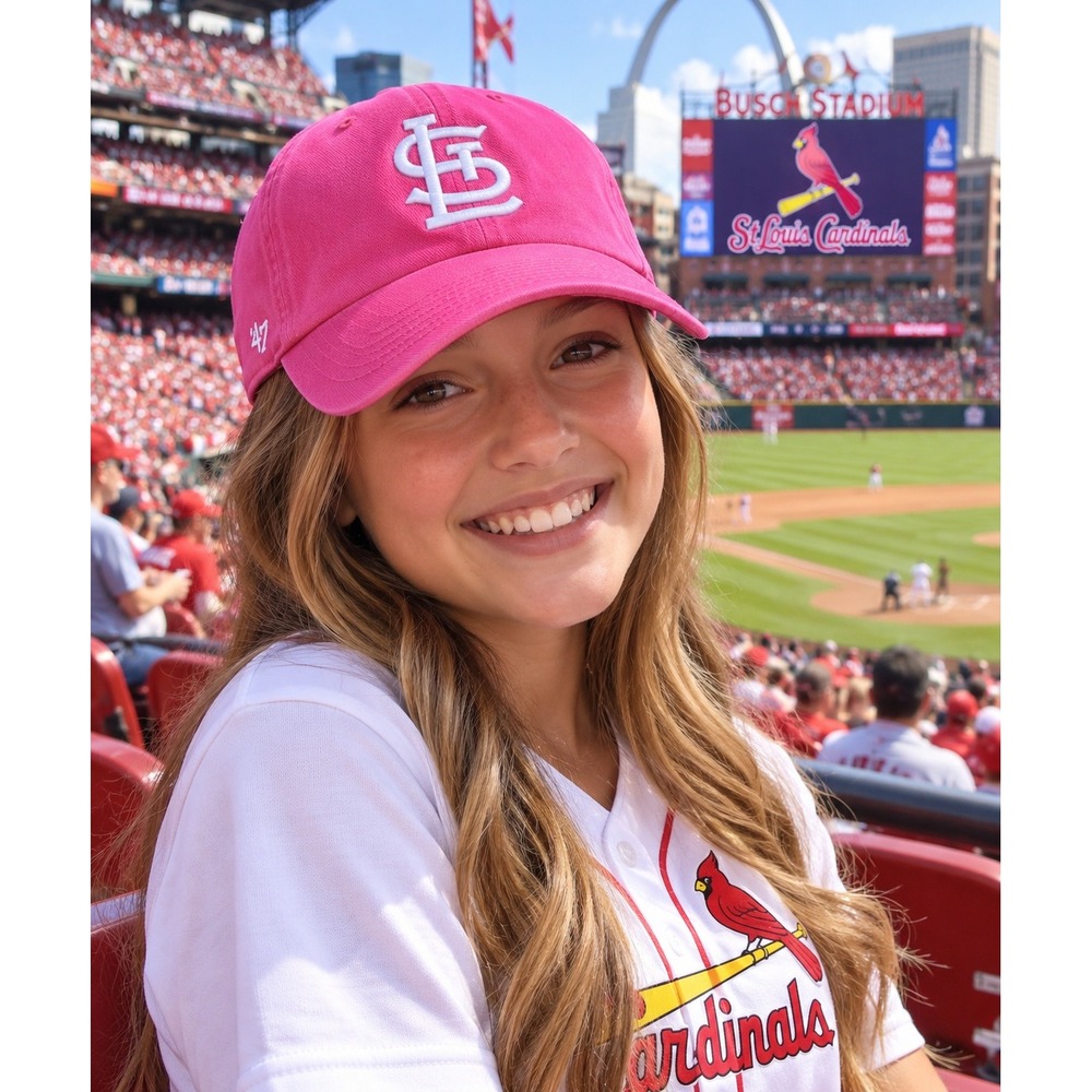 47 St Louis Cardinals Girls Youth Pink MVP Adjustable Hat STL MLB NWT809